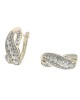 Diamond Crossover Curved Earrings in Yellow Gold